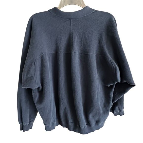 Blue Gray Collared Boho Top Sweatshirt S - Picture 5 of 7